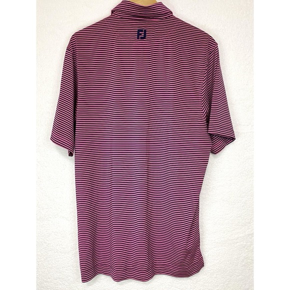 Footjoy Shirt Mens M Pink Stripe Polo Polyester Blue Golf Colorful Bright - Picture 3 of 8
